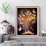 Glitter Tree Diamond Painting Kits for Beginner - 5D Glow in The Dark Tree Diamond Art Kits for Adults, DIY Trees of Life Round Diamond Painting Gem Art Crafts, for Home Decor Walls Gifts 12X16Inch Xylogist