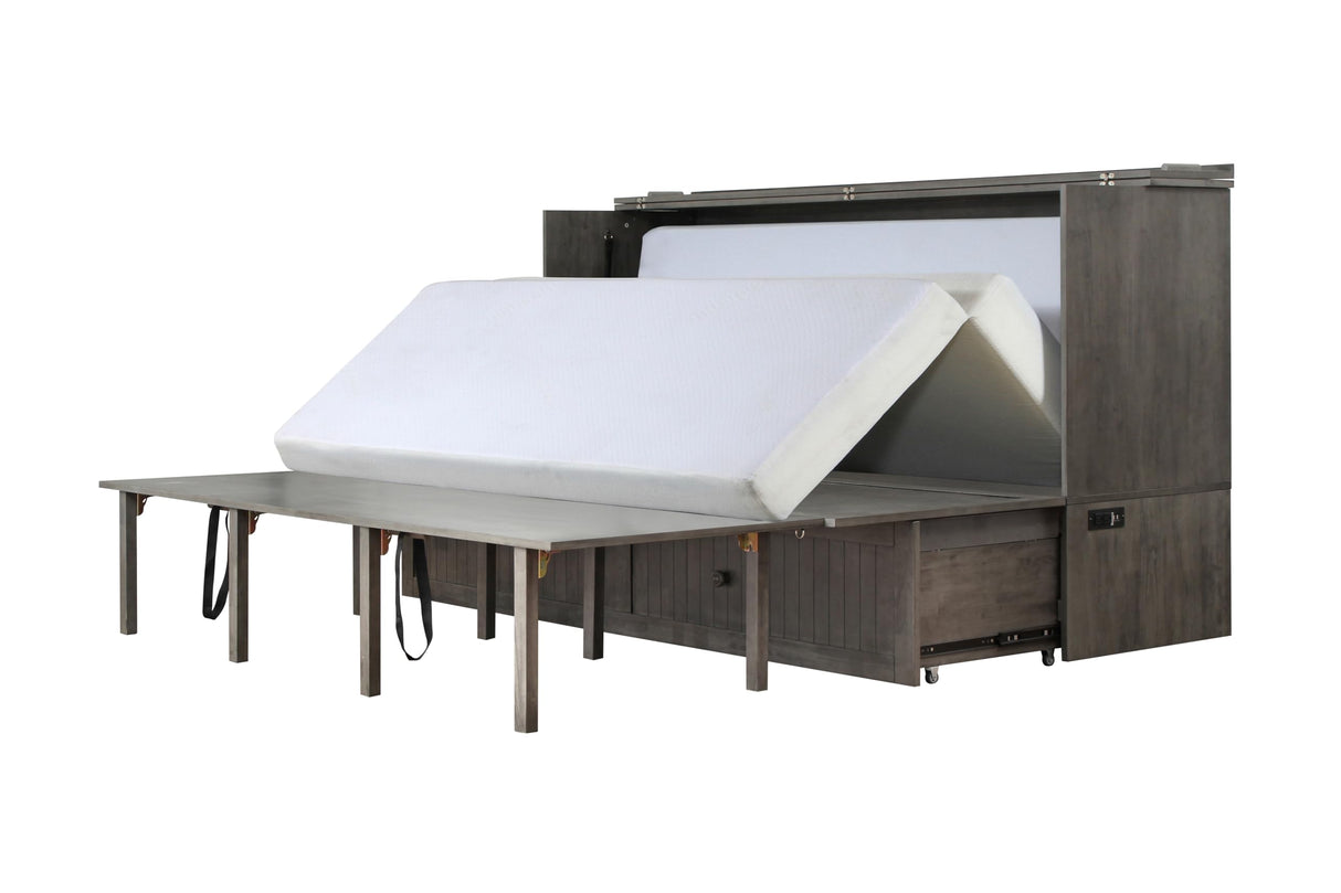 Mega Solutions Murphybedz Tuscany Murphy Cabinet Chest Bed with Charging Station 6 Inch, King (Galaxy Grey) Mega Solutions