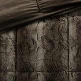 Madison Park Zuri Soft Plush Comforter Set, Faux Fur Animal Stripes Design, Faux Mink On The Reverse, Modern All Season Bedding Set with Matching Sham, Full/Queen, Chocolate Madison Park