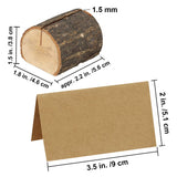 Supla 20 Pcs Rustic Wood Place Card Holders Wooden Table Numbers Holder Stand Wooden Bark Memo Holder Card Photo Picture Note Clip Holders and Kraft Place Cards Bulk Wedding Party Table Number Sign Supla