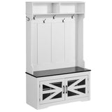 VEVOR Hall Tree Entryway Bench, LED Coat Rack with Shoe Storage, 42" Wide Mudroom Bench with Storage and Seating, Adjustable Shelves and 7 Hanging Hooks, for Mudroom, Entryway, Hallway VEVOR