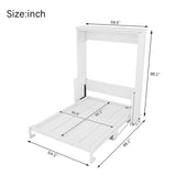 Murphy Bed Queen Size, Hidden Wall Bed Frame with Desk, Solid Wood Cabinet Bed Frame with Gas Struts, No Box Spring Needed, White RuiSiSi