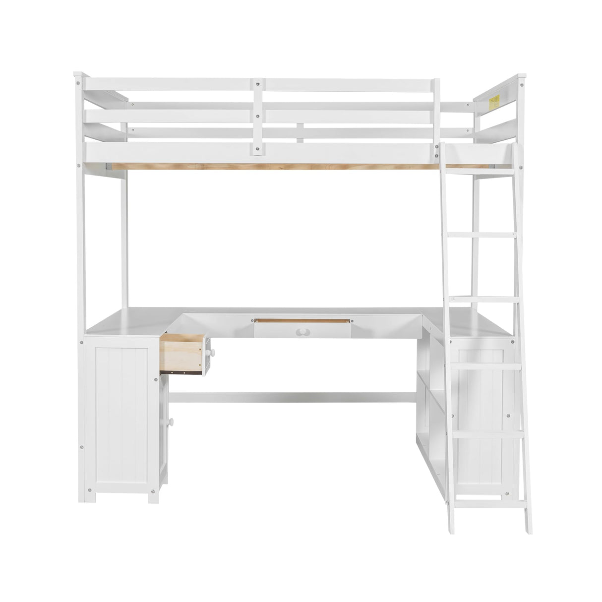 Harper & Bright Designs Full Size Loft Bed with U-Shaped Desk, Wood Full Loft Bed Frame with Cabinet, Drawers and Storage Shelves, High Loft Bed Frame Full, White Harper & Bright Designs