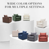 Swivel Accent Chair, 34 Inches Wide Upholstered Arm Chair with Plump Back Pillow, Modern Sofa Living Room Chair for Bedroom, Corner, Reading Nook-Beige COLAMY