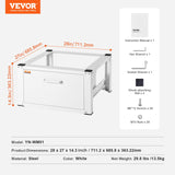 VEVOR YN-WM01 Laundry Pedestal Washer and Dryer Stand Platform Universal Fit 660lbs Capacity, Heavy Duty Multi-Functional Base for Washing Machine with Drawer & Rich Accessories, White VEVOR