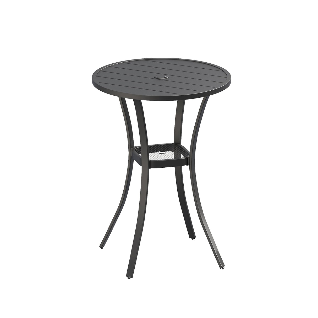 VICLLAX 28" Round Outdoor Bar Table, Counter Height Patio Table with Adjustable Umbrella Hole for Balcony, Black VICLLAX