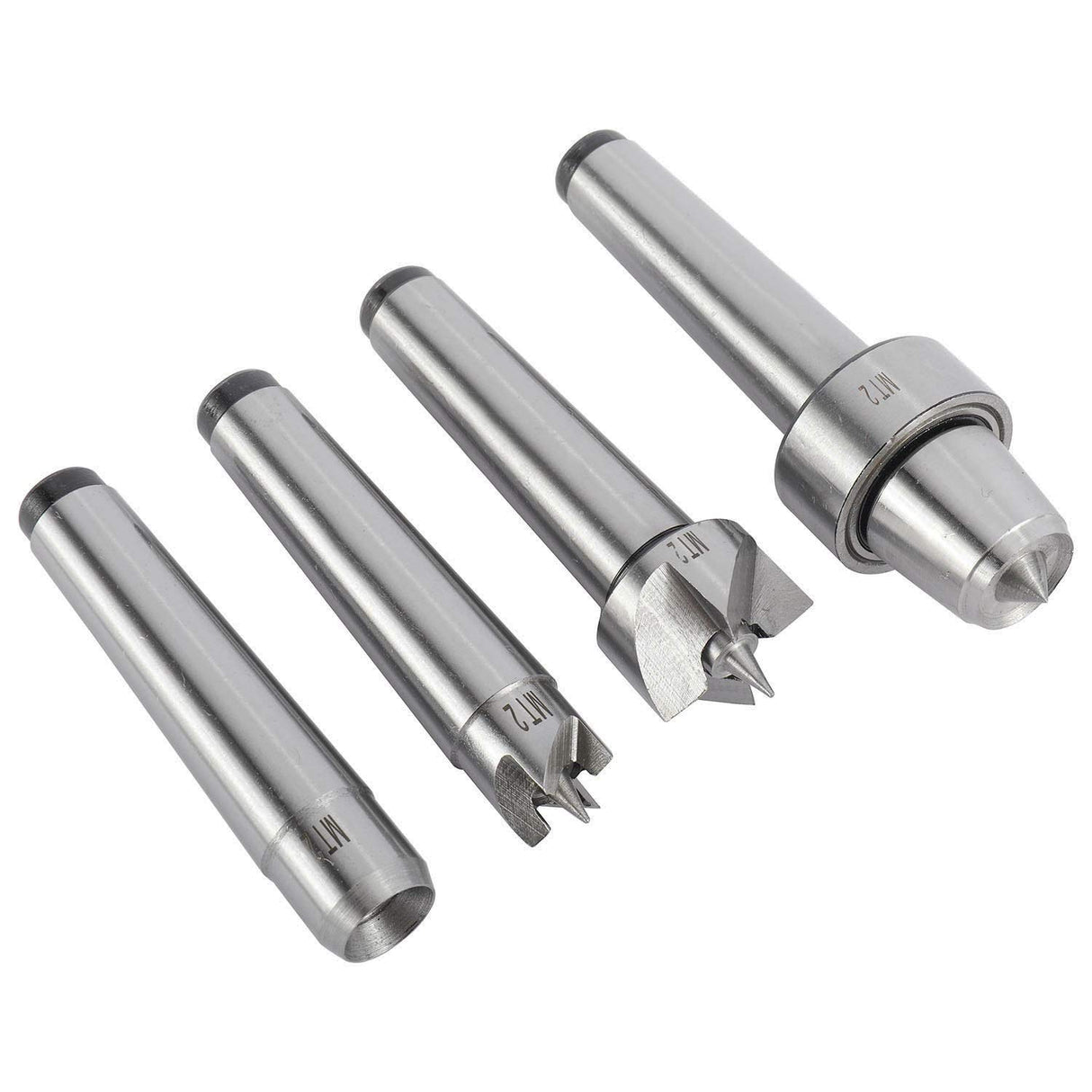 KUNTEC 4pcs MT2 Live Center Wood Lathe Drive Spur Cup Set #2 Morse Taper KUNTEC