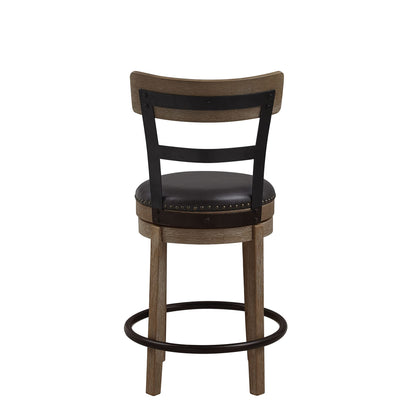 Ball & Cast Swivel Counter Height Barstool 24 Inch Seat Height Light Brown Set of 1, Brown Seat - WoodArtSupply