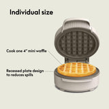 bella Snack-n-Store Mini Waffle Maker, EverGood™ Ceramic Nonstick Coating, Cord Wrap, Ready Indicator Light & Cool Touch Handles, Stackable Design & Customizable Plates, 350 Watt, Oatmilk BELLA