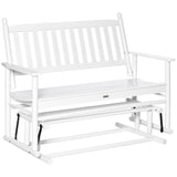 Outsunny White Wooden Patio Glider Bench with High Back and Armrests, Heavy Duty 550lbs Capacity Loveseat Outsunny