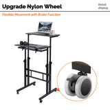 AIZ Double Table Mobile Standing Desk, Adjustable Computer Desk with Rolling Wheels, Portable Laptop Table for Standing or Sitting, Home Office Computer Workstation for Adults or Children AIZ