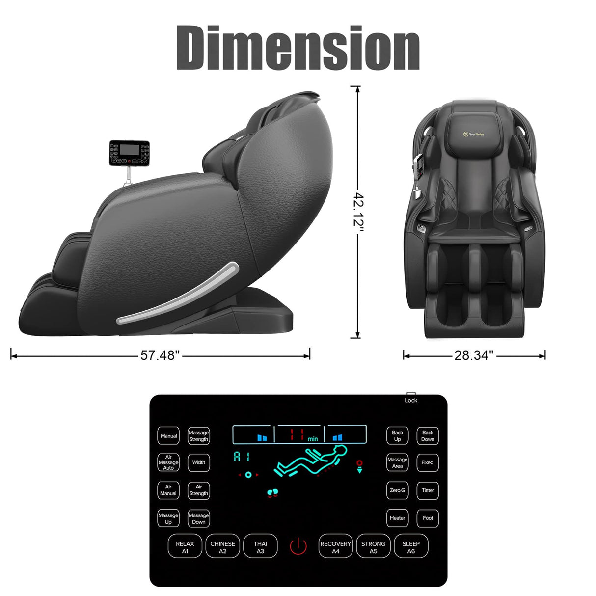 Real Relax 2025 Massage Chair Full Body, Zero Gravity SL-Track Shiatsu Massage Recliner with Heat, APP Control, Child Lock, Body Scan Bluetooth Foot Roller, Favor 06, All Black Real Relax