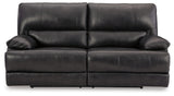 Signature Design by Ashley Mountainous Modern Leather Match Wall Hugger Power Reclining Sofa with Adjustable Headrest and USB Ports, Black Signature Design by Ashley