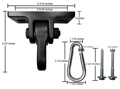 ABUSA Heavy Duty Black Swing Hangers Screws Bolts Included Over 5000 lb Capacity Playground Porch Yoga Seat Trapeze Wooden Sets Indoor Outdoor 2 Pack ABUSA