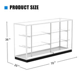 72" Glass Display Showcase Cabinet –Silver Aluminum Frame, Tempered Glass Shelves, Lockable Sliding Doors & LED Lighting – Extra Vision Retail Fixture for Stores, Exhibits & Collectibles Generic