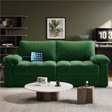 Yaheetech 79" Velvet Couch, Comfy Sofa with Pocket Coils, Deep Seat, Storage Pockets and USB Ports, 2 Seater Modern Loveseat Sofas with Removable Cover, Pillow Top Arms for Living Room Apartment Green Yaheetech