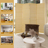 Salfanre Bamboo Room Divider 4 Panel, Folding Privacy Screens for Room Separation, 5.6 FT Freestanding Room Divider for Home, Bedroom and Office, Assembly-Free, Natural Salfanre
