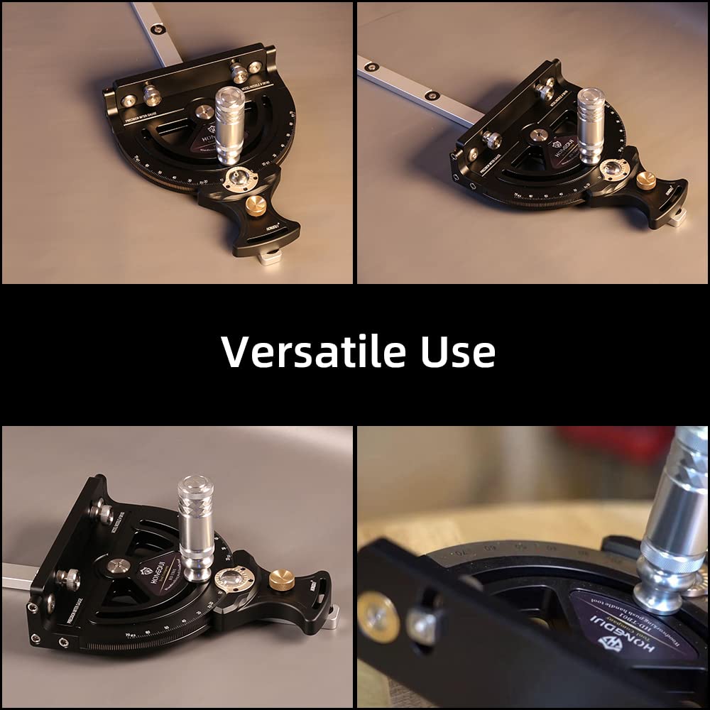 HONGDUI HD-TB01 Precision Miter Gauge 0-70 Degree Woodworking Table Saw Push Handle 70 Angles Assembly Angle Ruler with Quick 0° HONGDUI
