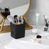 Electric Toothbrush Holder 3 Slots Tooth Brushing Holder with Bamboo Dividers for Bathrooms, Plastic Toothbrush and Toothpaste Organizer for Shower, Countertop, Vanity, Black Heagoale