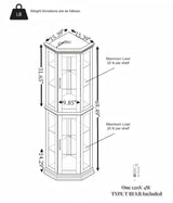 JIJIWANG 70" H Lighted Corner Curio Cabinet - Glass Display Shelf with Tempered Glass Doors, Adjustable Shelving, and Included Bead Bulb - Ideal Bar Cabinet for Home Decor-White JIJIWANG