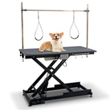 SoarFlash 49.6” Electric Lift Pet Dog Grooming Table,Heavy Duty Electric Grooming Table for Dogs&Cats,Heavy Duty Height Adjustable with Overhead Arm, Clamps, Two Grooming Noose SoarFlash