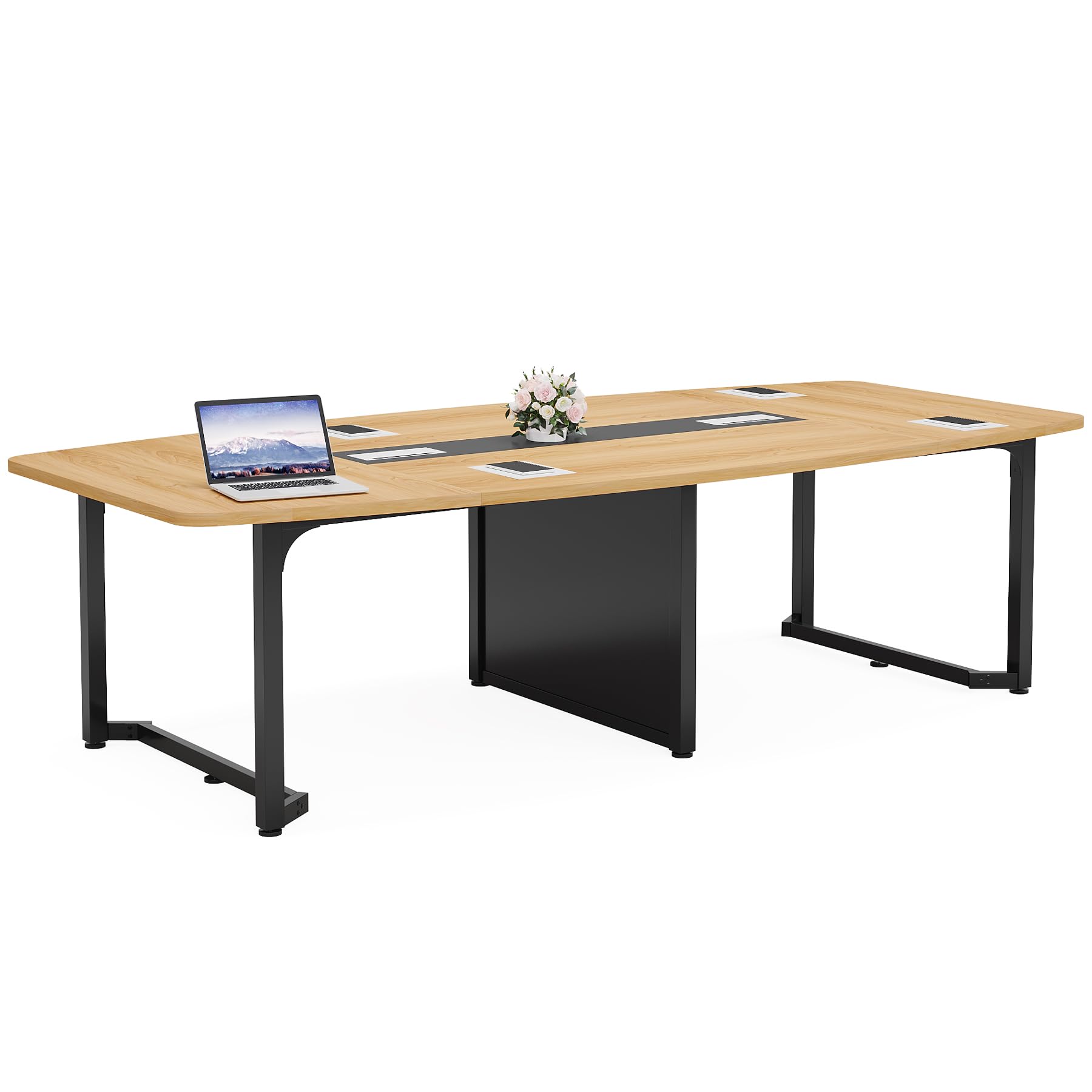 Tribesigns 8FT Conference Table, 94.5L x 47.2W inch Large Meeting Table, Modern Rectangular Seminar Table for Office Meeting Conference Room, Metal Frame - WoodArtSupply