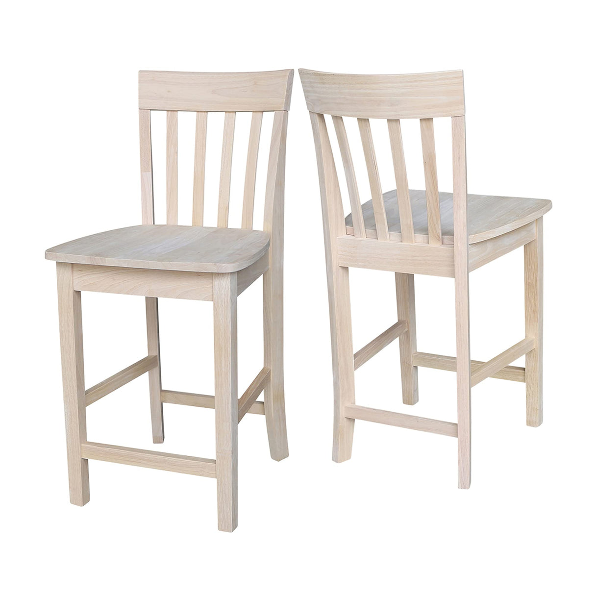 International Concepts Slat Back Stool, 24-Inch SH, Unfinished IC International Concepts