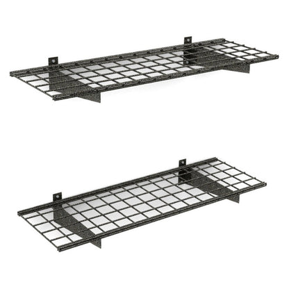 Hyloft 00651 2-Pack Heavy Duty Steel Wall Garage Shelving, 45-Inch X 15-Inch Wall Mounted Shelves for Garage Storage, Low-Profile Brackets, Max Shelf Load 200 Pounds, Hammertone