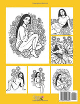 Sunflower Coloring Book for Adults and Young Black Girls: Relaxing Flower Designs, Beautiful African American Women, Stress Relief, Mindfulness, and Fun Sunflower Scenes to Color Majosta
