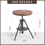 FUBIRUO Dia 19.7" Round Pub Table Height Adjustable with 360 Swivel Solid Wood Tabletop for Dining Bistro Cafe Home Bar, Rustic Brown FUBIRUO