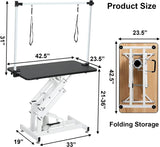 Hydraulic Pet Grooming Table for Large Dogs Professional Heavy Duty Adjustable Height - Portable Trimming Table Drying Table w/Arm/Noose, Maximum Capacity Up to 330Lb, 42.5''/ Black petgroomingtable