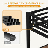 MAKIAAP Loft Bed with Desk & Ladder, Metal High LoftBed Frame with LED Lights & Charging Station, Sturdy Noise-Free Loft Bed for Kids, Teens & Adults, Space-Saving Design (Black, Queen) MAKIAAP