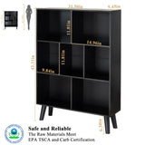 YAHARBO Elegant Black 3-Tier Modern Bookshelf with Legs – Stylish Wooden Cube Organizer YAHARBO