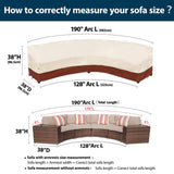 Westblue Curved Patio Furniture Covers-Outdoor Patio Furniture Sectional Covers Waterproof Reinforced Rip-Stop Anti-UV 600D Heavy Duty Outdoor Couch Cover with 3 Air Vent Sofa Cover 190"(128") Westblue