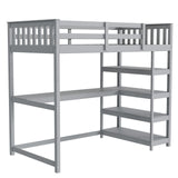 JOYMOR Bunk Bed with Desk and 4-Layer Shelves, Loft Bed Twin Size with Under Desk and Bookcase Storage, Twin Bed Frame for Kids, Adults& Young Teens JOYMOR