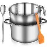 Artcome 304 Stainless Steel Double Boiler Set - 2.6QT Melting Bowl with Scale and Handle - 4.2QT Dual-Handle Pot - Stackable Water Bath Melting Pot Set for Butter, Chocolate, Wax, Sugar, Candle Artcome