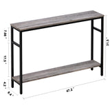 Timberer Narrow Console Table, 47 Inch Sofa Table with Adjustable Shelf, 2-Tier Long Skinny Table for Hallway, Entryway, Living Room, Foyer, Grey Timberer