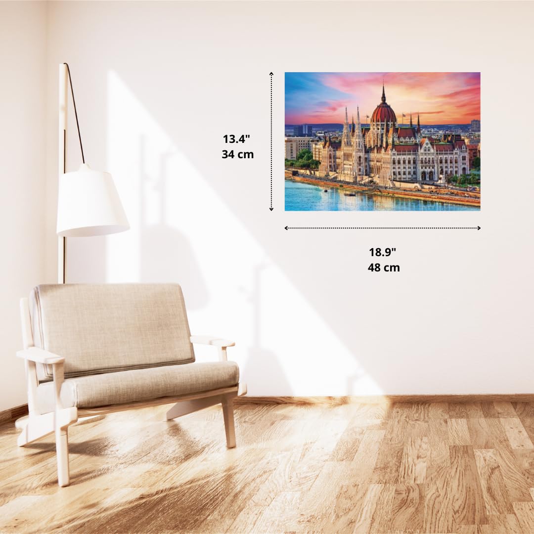 Trefl Parliament, Budapest, Hungary 500 Piece Jigsaw Puzzle Red 19"x13" Print, DIY Puzzle, Creative Fun, Classic Puzzle for Adults and Children from 12 Years Old Trefl