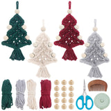 ACRNIGHEET 4 Sets DIY Macrame Christmas Tree Kit, Christmas Tree Macrame with Tassels Ornament Kit, Craft Kits for Adults Beginners with Step by Step Tutorial Instruction ACRNIGHEET