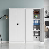 White Storage Cabinet with Locking Doors, 72" Tall Metal Cabinet with 5 Adjustable Shelves for Pantry, Office, Locking 2 Door File Storage Cabinets, 18" Deep Home Office Kitchen Pantry Cabinets MIIIKO
