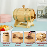 Mimoyalaso Wooden Wine Barrel - 1.5L Whiskey Barrel with Tap Pine Wood Beer Barrel Mini Whiskey Barrels for Home Alcohol Distiller Wine Storage Barrel for Wine Beer Brandy Whiskey Tequila Mimoyalaso