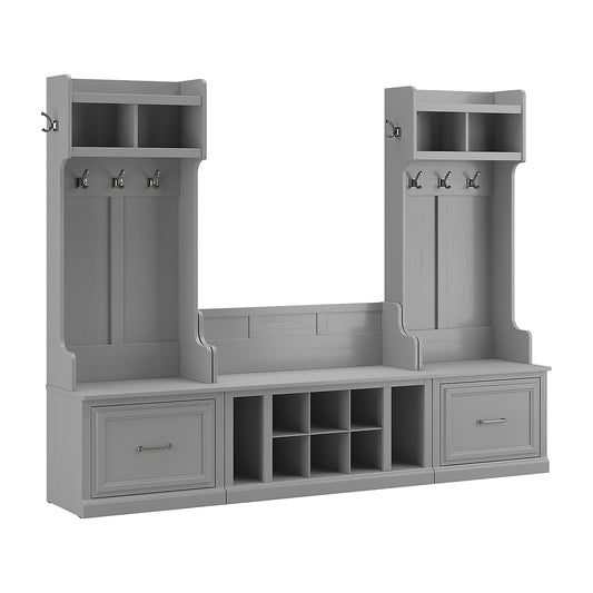 kathy ireland Home by Bush Furniture Woodland 69-Inch Entryway Storage Set with 6 Shelves, Cape Cod Gray (WDL012CG) - WoodArtSupply