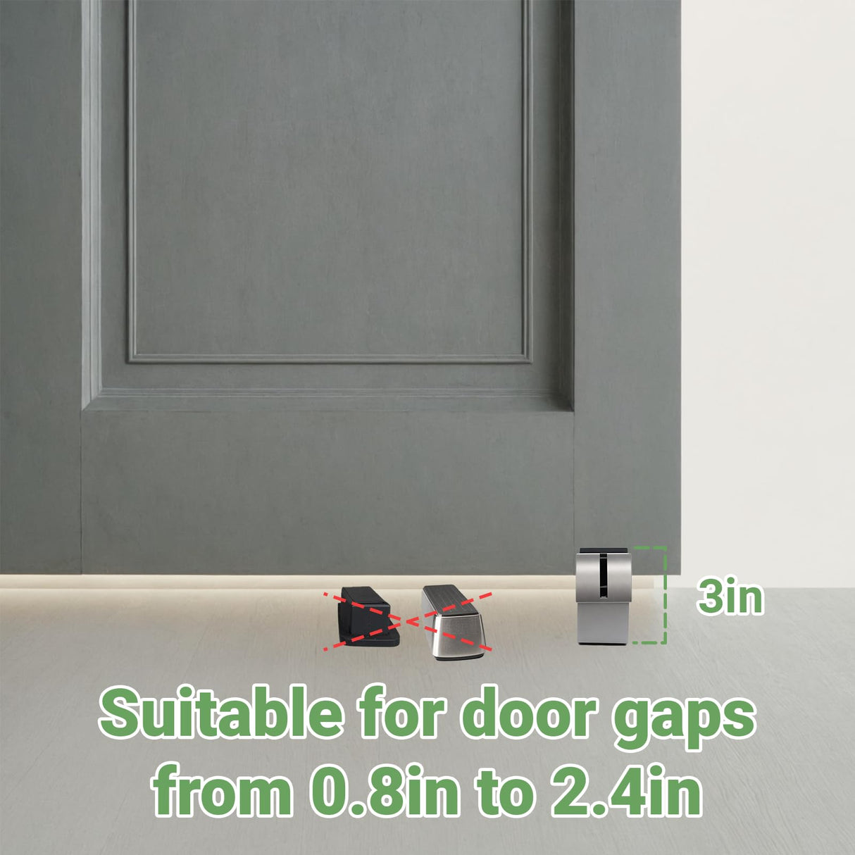 Large Door Stopper - Metal Door Wedge, Tall Door Stopper, Spring Rubber for Extra Strong Grip (Silver, 1 Pack) MAOBUYOU