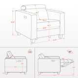 MCombo Wall-Hugger High Leg Power Recliner Chair with Adjustable Headrest and USB&Type C Dual Charge Ports for Living Room, Office, and Small Spaces, Fabric HL128 (Beige) MCombo