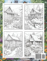 Country Cabins: Adult Coloring Book with Country Cabins for Stress Relief and Relaxation (Christmas Coloring Pages) WoodArtSupply