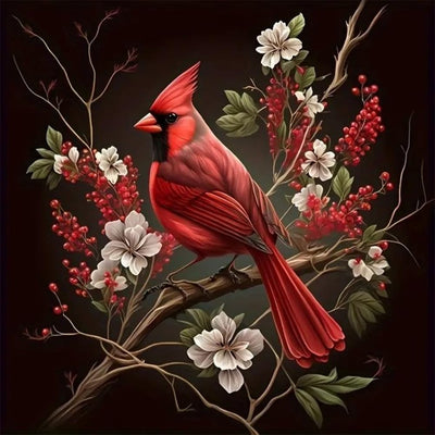 Anuver Cardinal Diamond Art Kits for Adult, Bird Round Diamond Painting Kit for Beginners, 5D DIY Full Drill Diamond Gem Craft Painting Home Wall Decoration, 12x12 inch