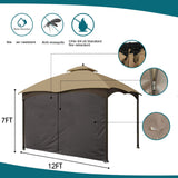 Gazebo Universal Replacement Privacy Curtain - Wonwon Privacy Panel Canopy Side Wall with Zipper for 10' x 12' Outdoor Gazebo (Brown) Wonwon