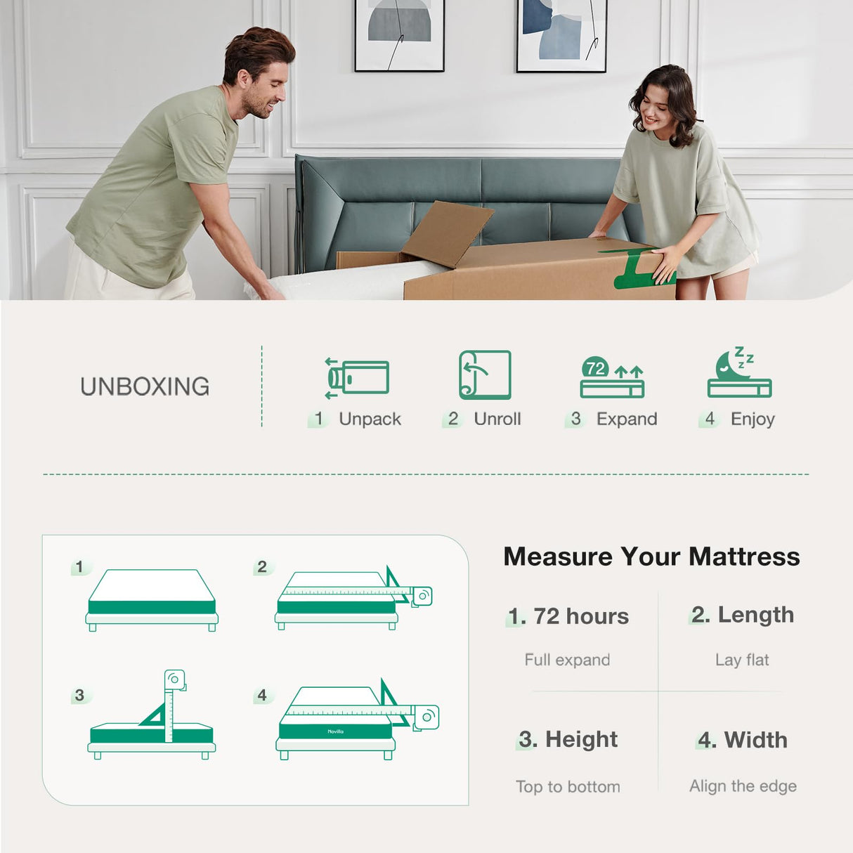 Novilla 12 Inch King Mattress Memory Foam Mattress with Cooling Gel Foam & Soft Cover for Spine Support & Pain Relief Medium Plush King Size Bed Mattresses in a Box Novilla