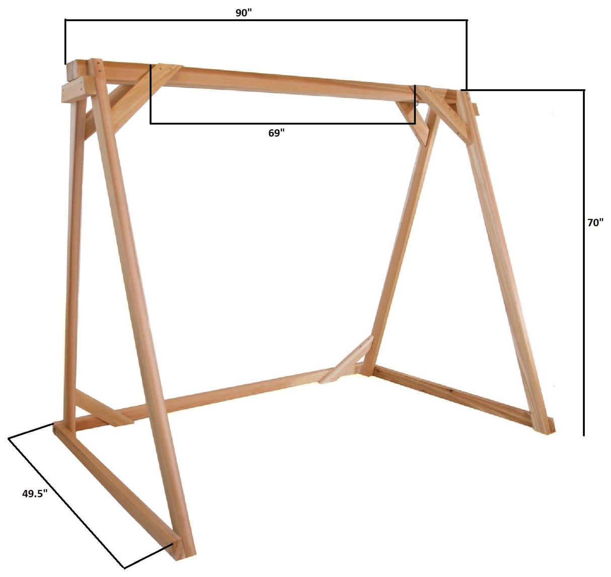 All Things Cedar AF90 Swing Frame | 8ft Premium Outdoor Swing Stand | Durable Porch Swing Frame with Swing Mounting Hardware | Handcrafted Cedar Wood Compatible with 60" Wide Swings 90x48x68 All Things Cedar