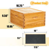 Honey Lake 10 Frame Bee Hive Starter Kit, Complete Beehive Kit for Beekeepers Dipped in 100% Beeswax Includes 1 Deep Brood Box & 1 Medium Super Bee Box with Beehive Frames and Waxed Foundation Sheet Honey Lake